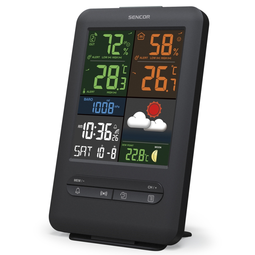 Sencor - Vejrstation med LCD farveskærm 5V/1xCR2032