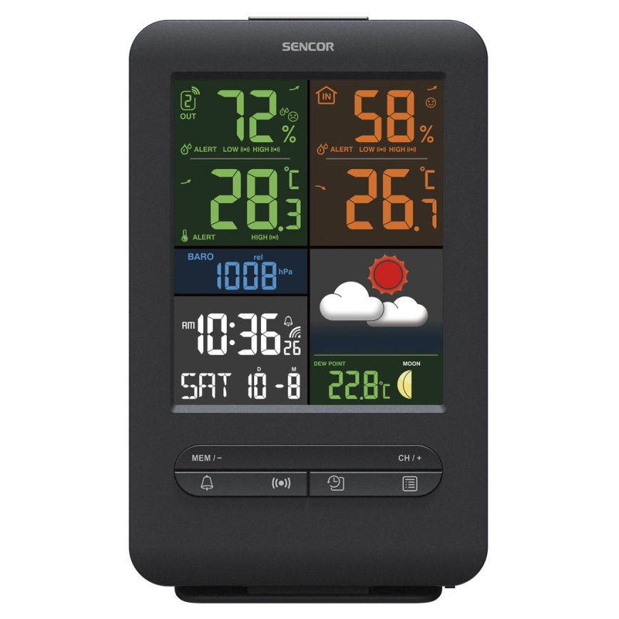 Sencor - Vejrstation med LCD farveskærm 5V/1xCR2032