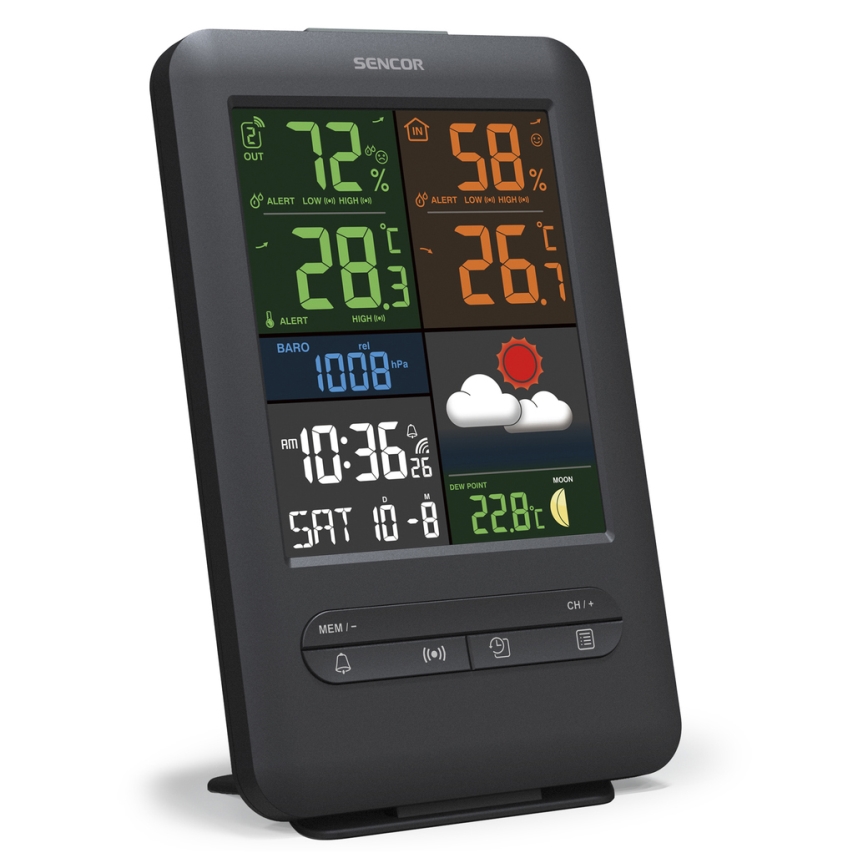 Sencor - Vejrstation med LCD farveskærm 5V/1xCR2032