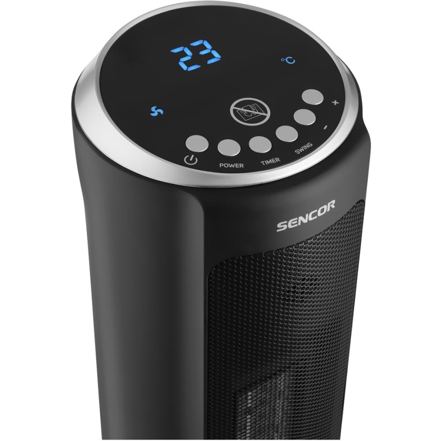 Sencor - Ventilator med keramisk varmelegeme 1300/2200W/230V sort + fjernbetjening