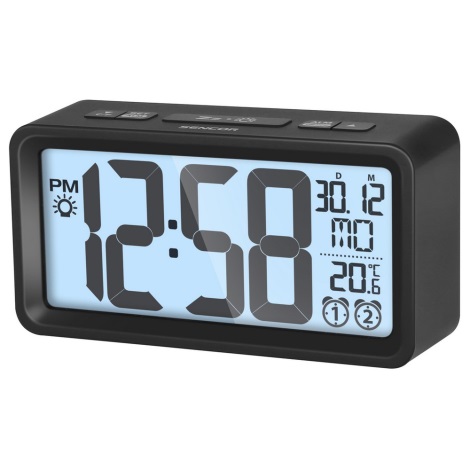 Sencor - Vækkeur m. LCD-display og termometer 2xAAA sort