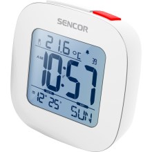 Sencor - Vækkeur med LCD-skærm og termometer 2xAAA hvid