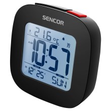 Sencor - Vækkeur med LCD-skærm og termometer 2xAAA sort