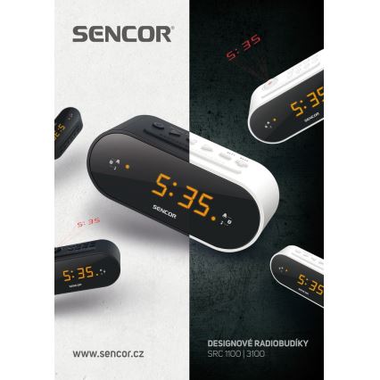 Sencor - Vækkeur med radio + LED-lys display og projektor 5W/230V 1xCR2032 hvid
