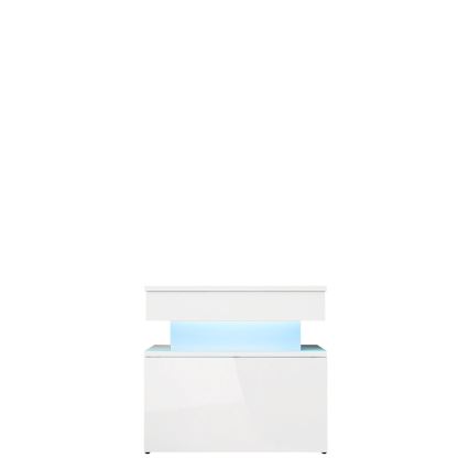 Sengebord med LED-belysning GLOSSA 51x55 cm hvid/højglans hvid