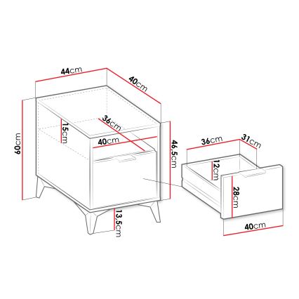 Sengebord XYLIX 60x44 cm beige