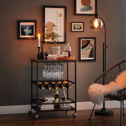 Serveringsbord til flasker og glas MARGE, brun/sort