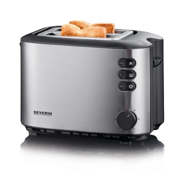 Severin AT 2514 - Brødrister med plads til 2 skiver 850W/230V rustfrit stål/sort
