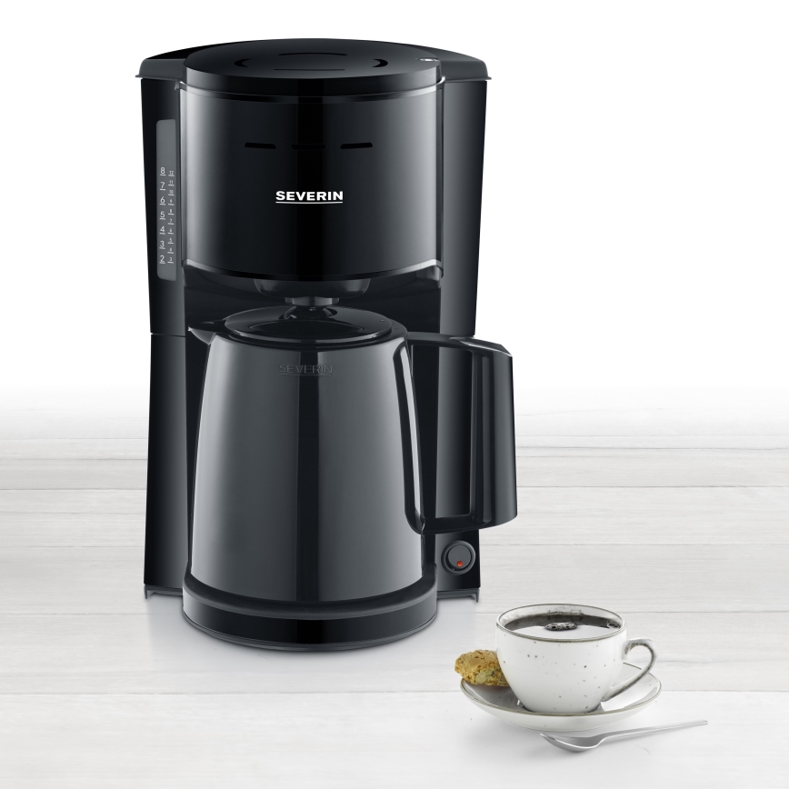 Severin KA 9306 - Kaffemaskine med termokande 1 l 1000W/230V sort