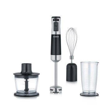 Severin SM 3772 - Stavblender med tilbehør 600W/230V rustfrit stål/sort