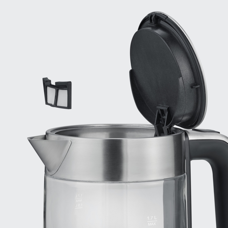 Severin WK 3420 - Hurtig elkedel 1,7 l, 2200 W/230 V, rustfrit stål/glas
