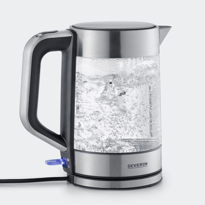Severin WK 3420 - Hurtig elkedel 1,7 l, 2200 W/230 V, rustfrit stål/glas