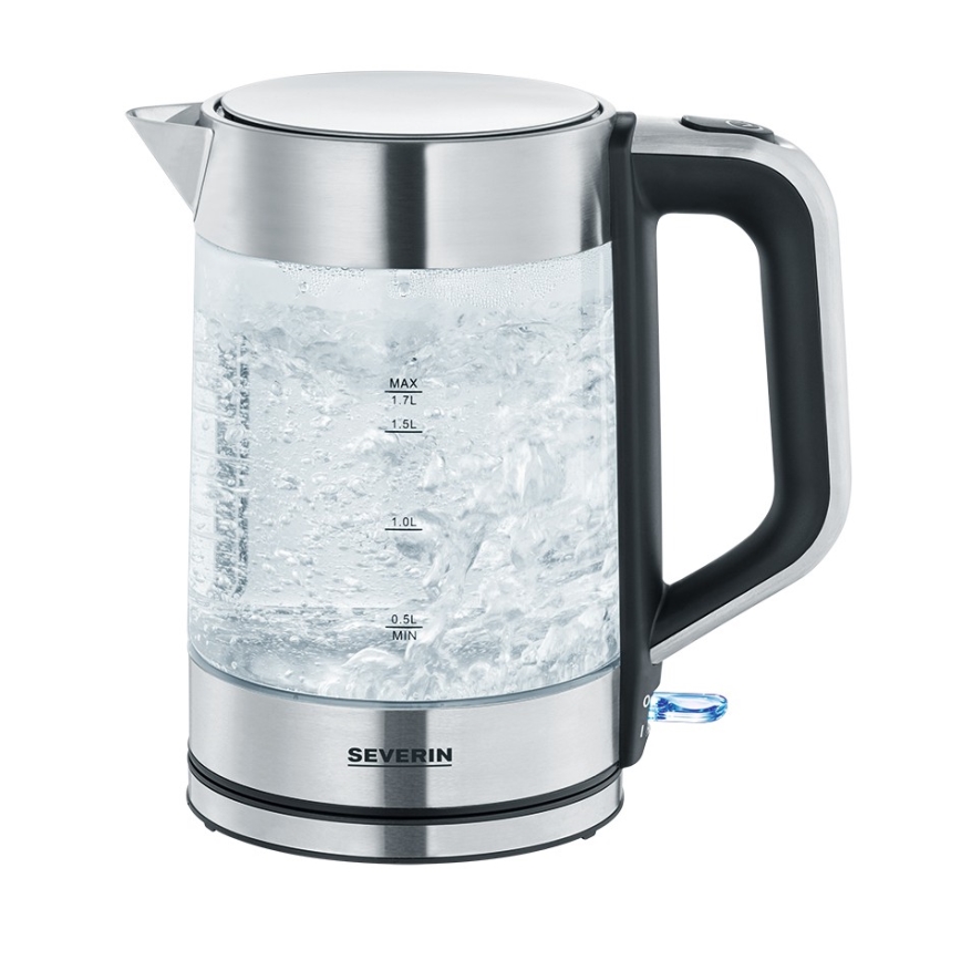 Severin WK 3420 - Hurtig elkedel 1,7 l, 2200 W/230 V, rustfrit stål/glas
