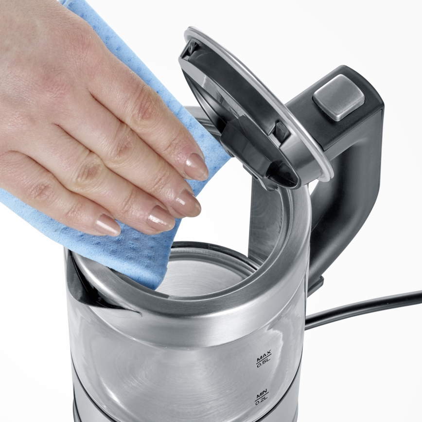 Severin WK 3472 - Hurtig elkedel 0,5 l, 1100 W/230 V, rustfrit stål/glas