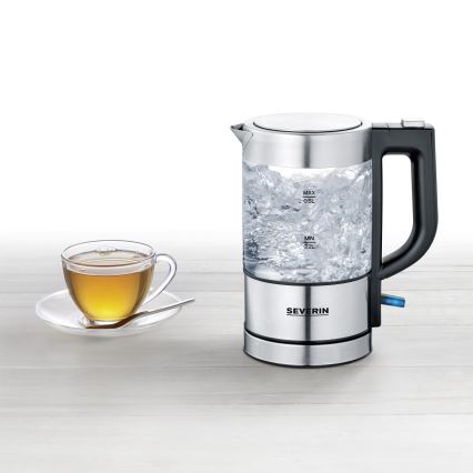 Severin WK 3472 - Hurtigkogende elkedel 0,5 l 1100 W/230 V rustfrit stål/glas
