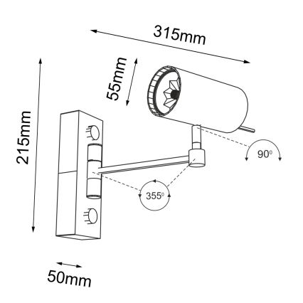 Shilo - Væglampe 1xGU10/15W/230V sort