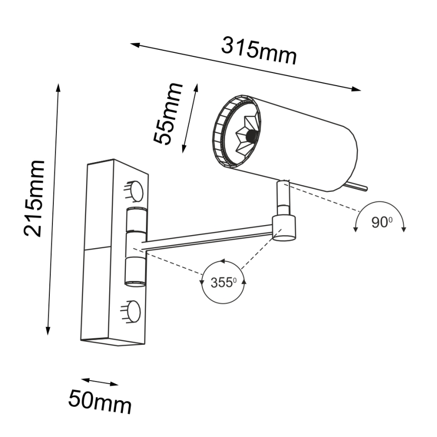 Shilo - Væglampe 1xGU10/15W/230V sort