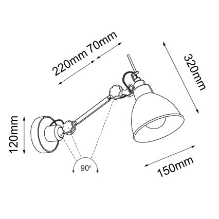 Shilo - Væglampe 1xE27/15W/230V sort