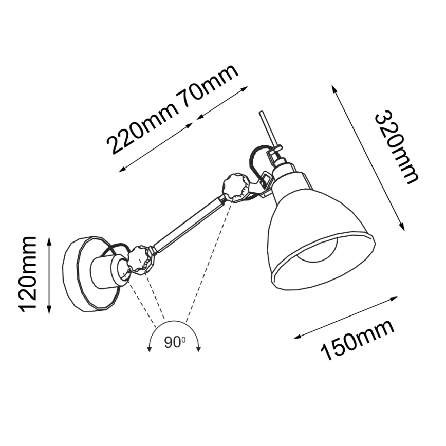 Shilo - Væglampe 1xE27/15W/230V sort