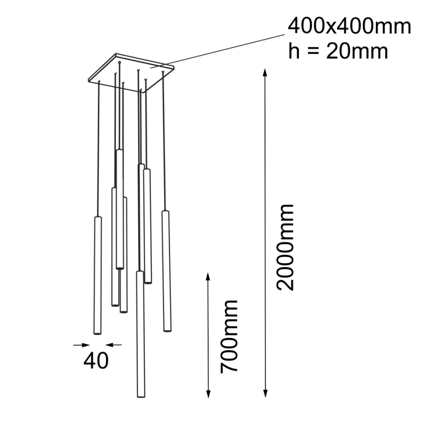 Shilo - Pendel 8xGU10-MR11/15W/230V sort