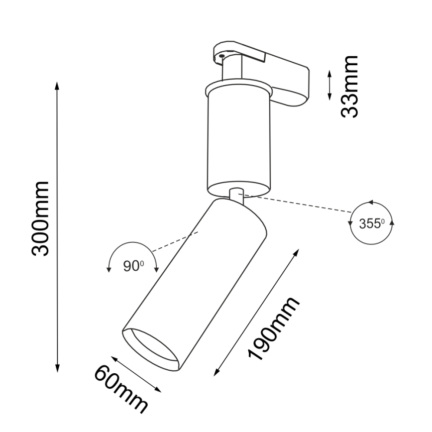 Shilo - Spotlampe til skinnesystem 1xGU10/15W/230V sort