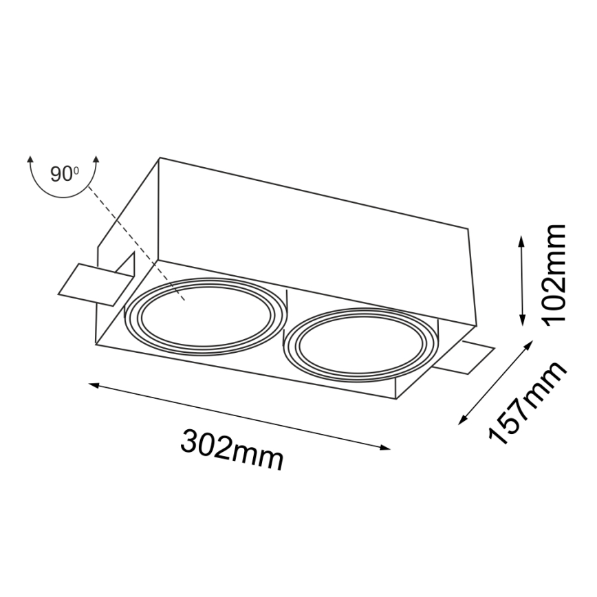 Shilo - Indbygningsspot 2xGU10/15W/230V hvid