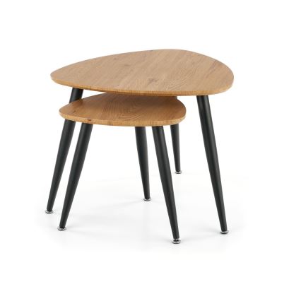 Sidebord 2 stk. NICEA diameter 40/60 cm gylden eg/sort