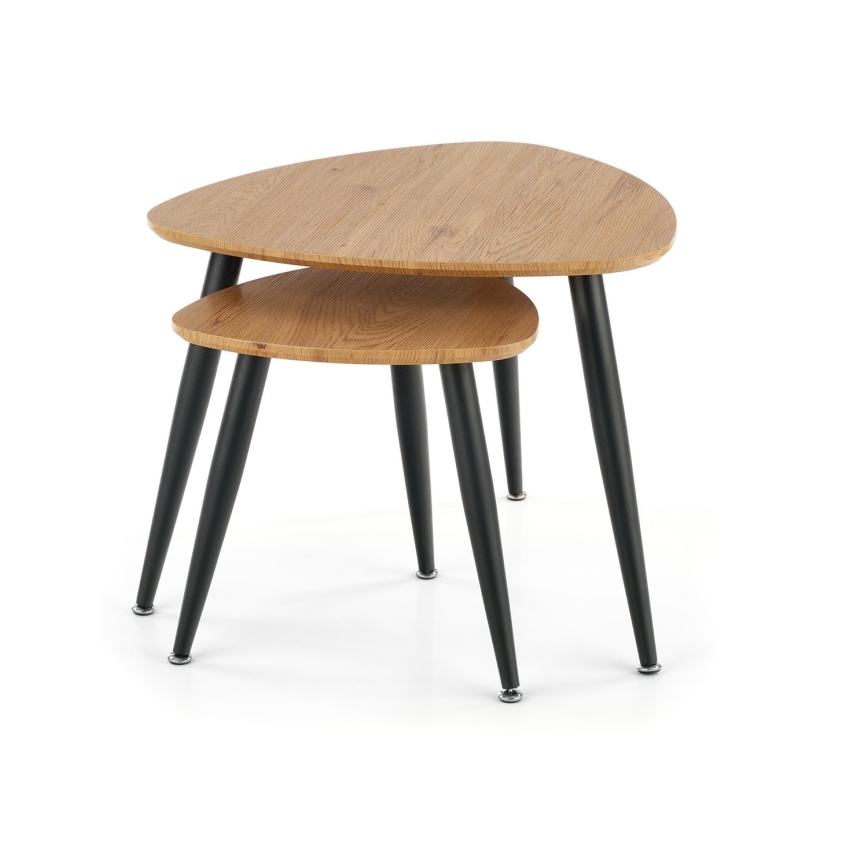 Sidebord 2 stk. NICEA diameter 40/60 cm gylden eg/sort