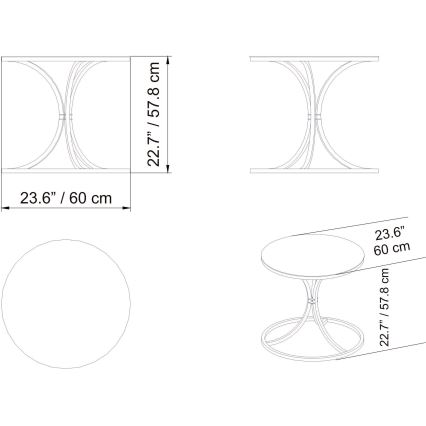 Sidebord CORLEAONE 57,8x60 cm guldfarvet/sort