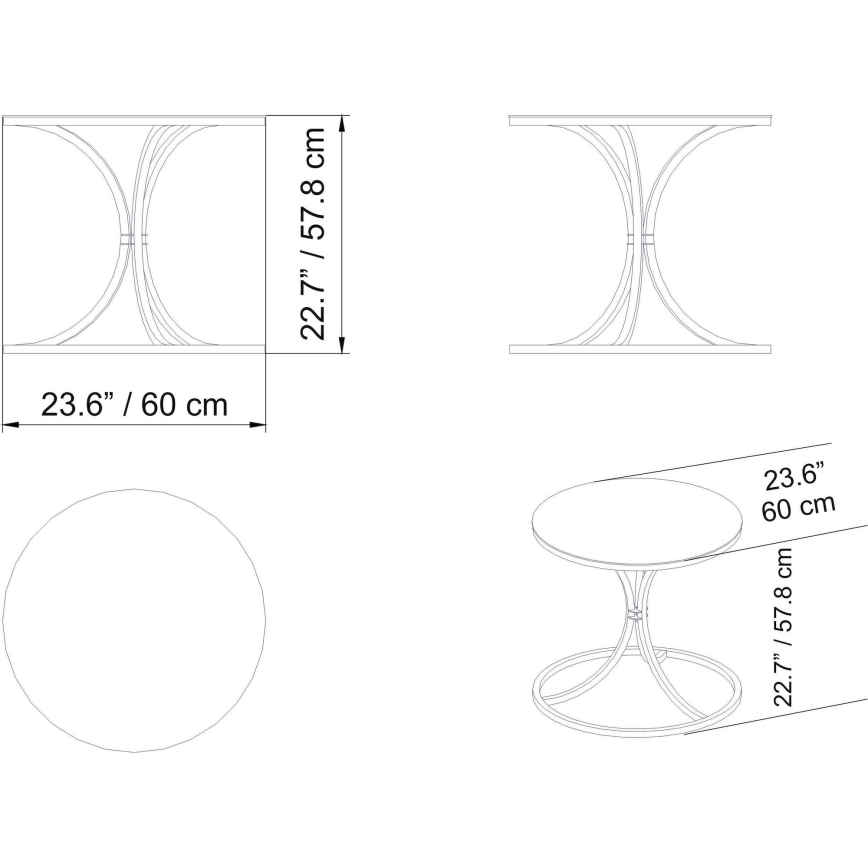 Sidebord CORLEAONE 57,8x60 cm sort