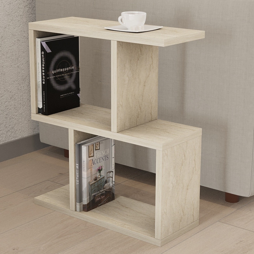 Sidebord CROS 45x17 cm marmorlook/beige