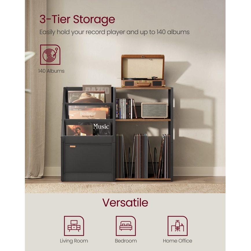 Sidebord LUVOR 81x30 cm brun/sort