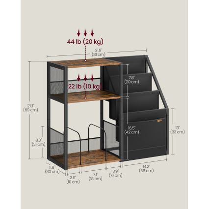Sidebord LUVOR 81x30 cm brun/sort