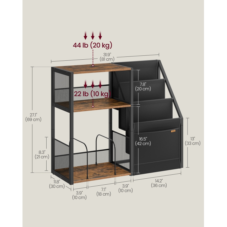 Sidebord LUVOR 81x30 cm brun/sort