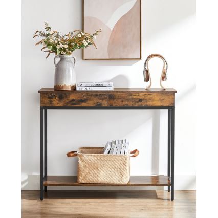 Sidebord LUVOR brun/sort