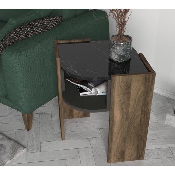 Sidebord MARBEL 60x48 cm brun/sort