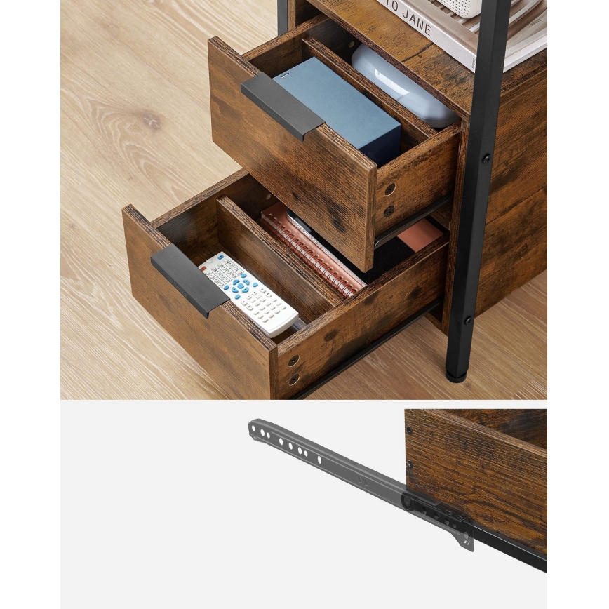 Sidebord med indbyggede stikkontakter og USB-porte ROD brun/sort