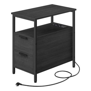 Sidebord med indbyggede stikkontakter og USB-porte ROD sort
