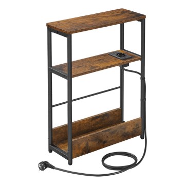 Sidebord med indbygget stikkontakt og USB-porte ROD brun/sort