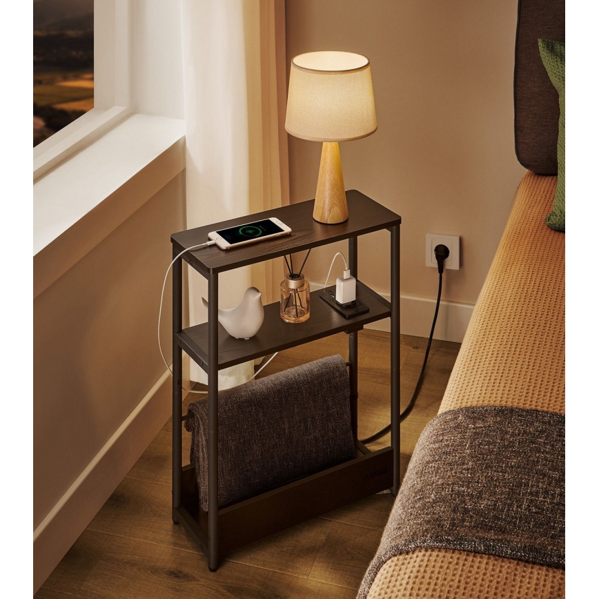 Sidebord med indbygget stikkontakt og USB-porte ROD sort