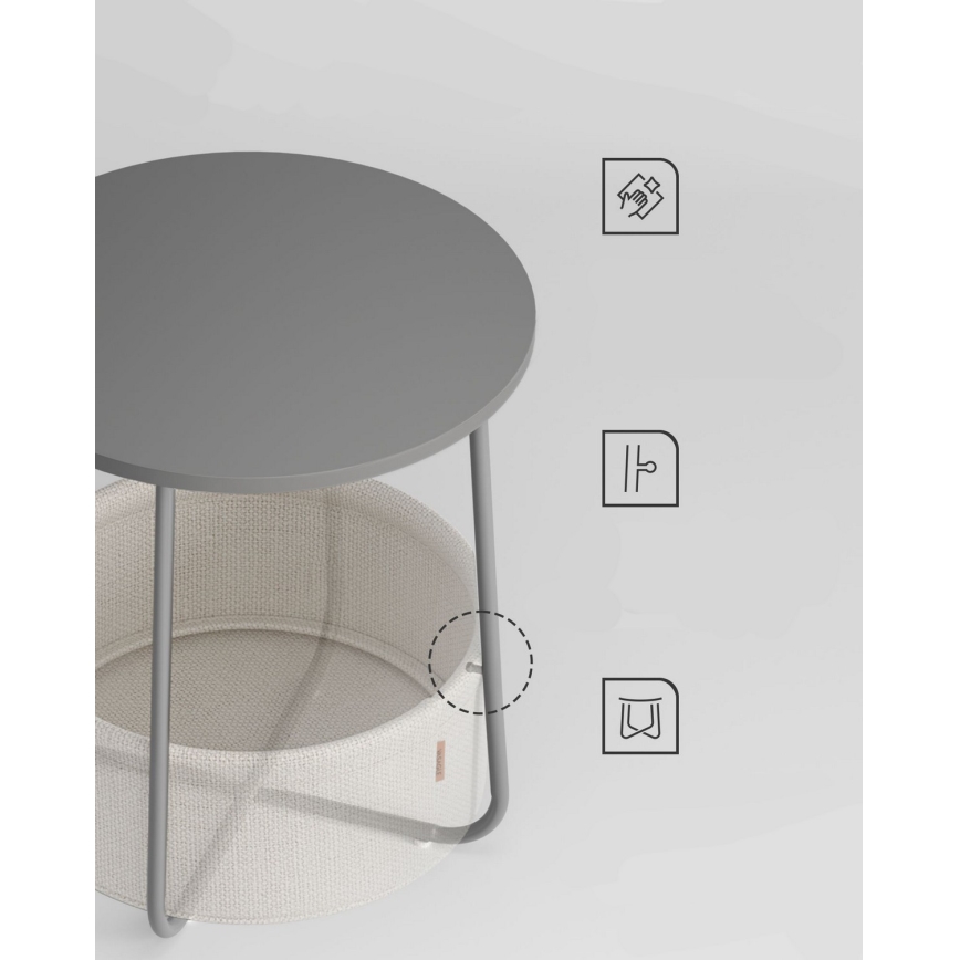 Sidebord NOIRA grå/hvid