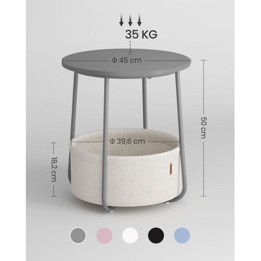 Sidebord NOIRA grå/hvid
