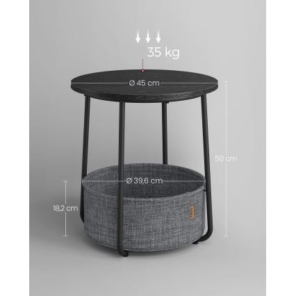 Sidebord NOIRA sort/grå