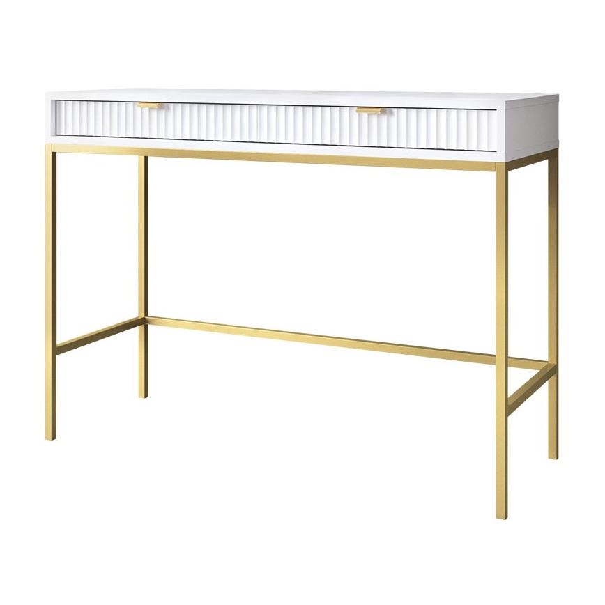 Sidebord NOVA 77x104 cm hvid/guldfarvet