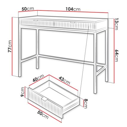 Sidebord NOVA 77x104 cm hvid/guldfarvet