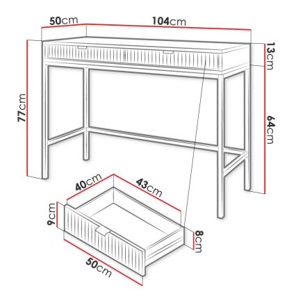 Sidebord NOVA 77x104 cm hvid/sort