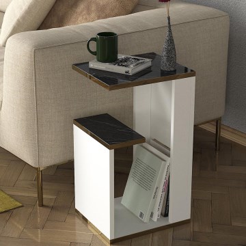 Sidebord RAVENNA 60x29,5 cm hvid/sort