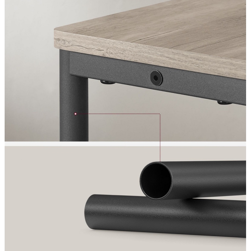 Sidebord ROD med indbygget stikkontakt og USB-porte, brun/sort