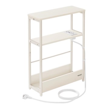Sidebord ROD med indbygget stikkontakt og USB-porte, hvid/creme