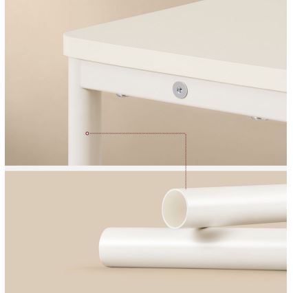 Sidebord ROD med indbygget stikkontakt og USB-porte, hvid/creme